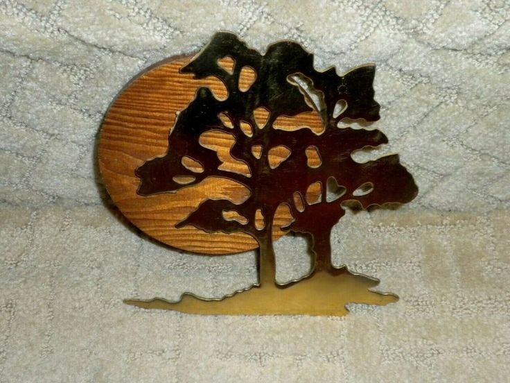 Vtg Mid Century Modern Brass & Wood Tree & Sun Wall Art Within Most Recently Released Sun Wood Wall Art (View 13 of 20)