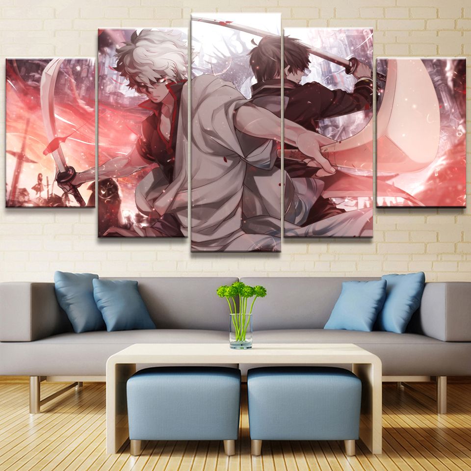 Waliicorners Prints Hang Pictures Home 5 Panel Gintama Intended For Most Popular Tokyo Wall Art (View 2 of 20)