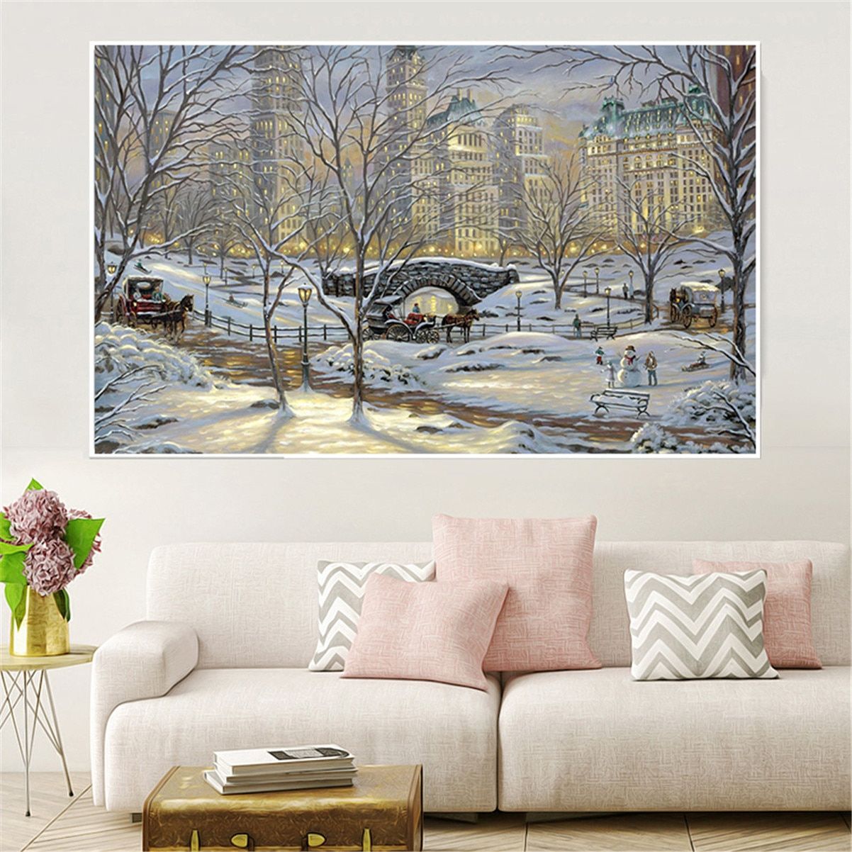 Wall Painting Winter Snow Landscape Bridge Poster Prints For Latest Snow Wall Art (View 5 of 20)