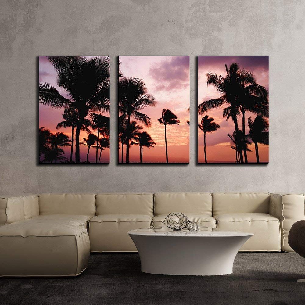 Wall26 3 Piece Canvas Wall Art – Tropical Landscape With Pertaining To Most Popular Palm Leaves Wall Art (Gallery 19 of 20)