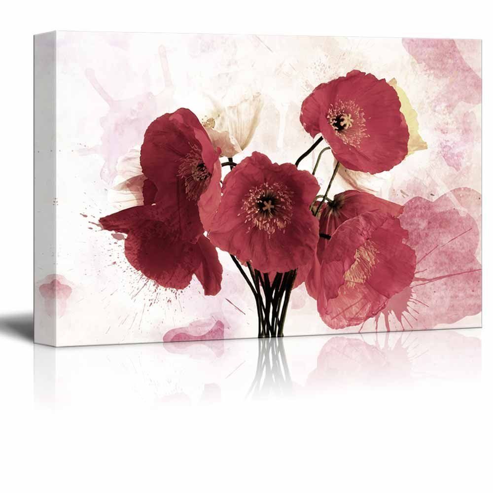Wall26 Canvas Wall Art – Red Poppy Flower On Watercolor Regarding Current Flowers Wall Art (View 8 of 20)