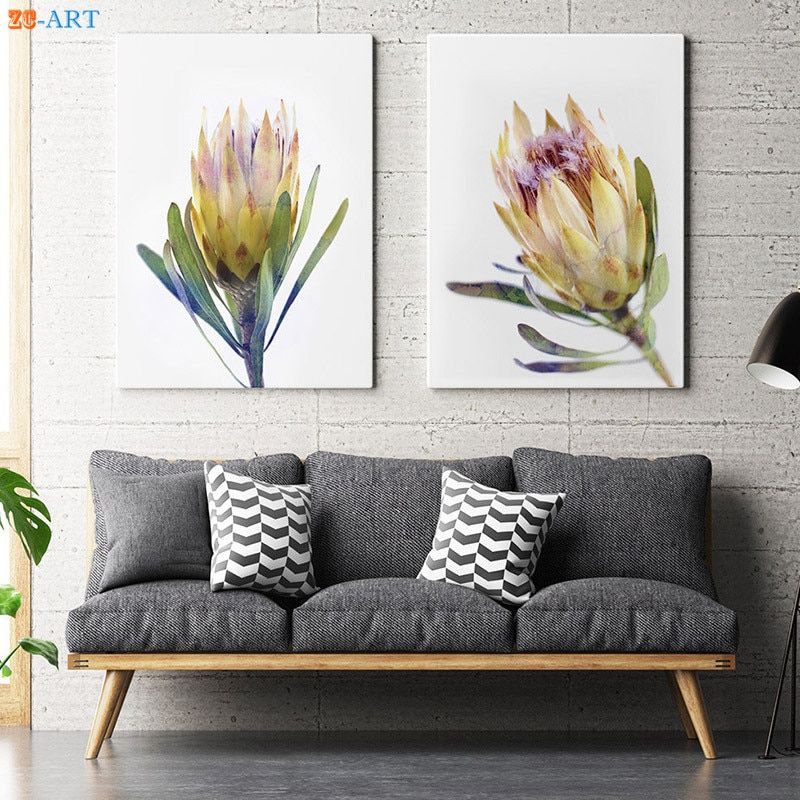 Watercolor Protea Print Yellow Flower Picture Australian Throughout Most Recent Flower Framed Art Prints (View 19 of 20)