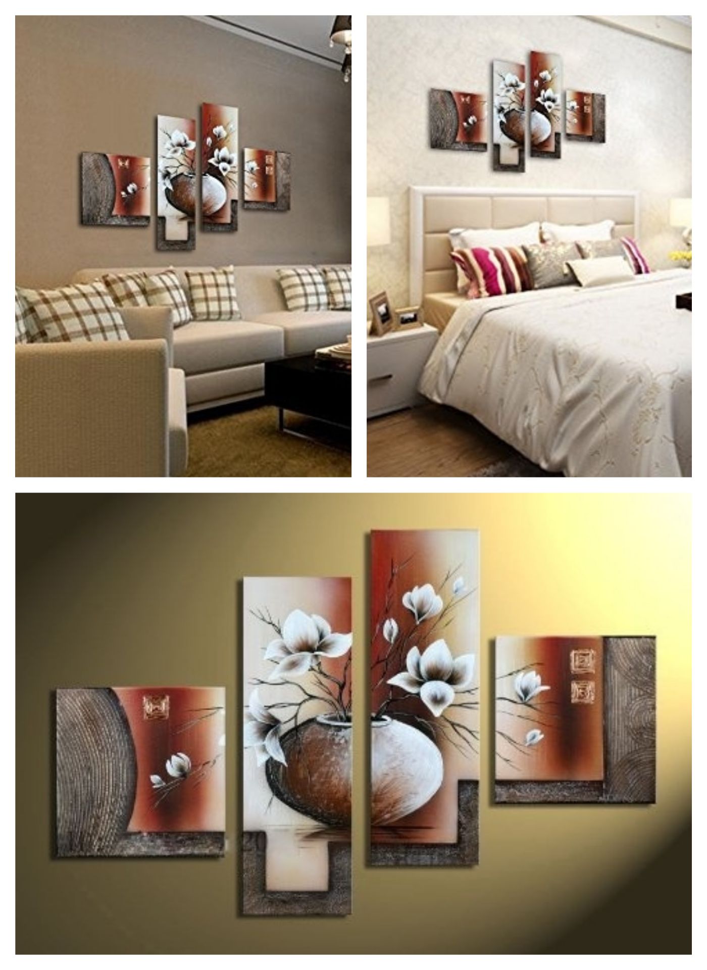Wieco Art 4 Piece Elegant Flowers Stretched And Framed Pertaining To Most Up To Date Elegant Wood Wall Art (View 19 of 20)