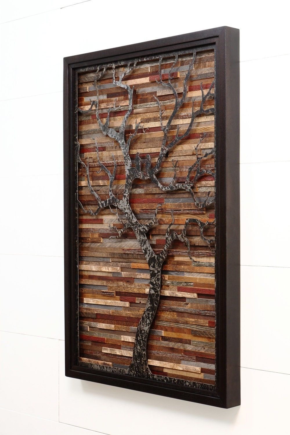 Wood Wall Art Made Of Old Barnwood And Natural Steel In Latest Nature Wood Wall Art (View 19 of 20)