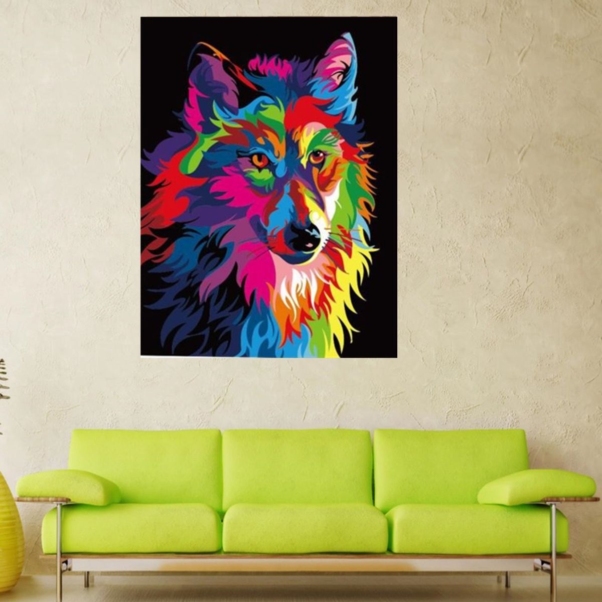 Wooden Framed Paintnumber Kit Multi Colored Wolf Cat With Current Pop Art Wood Wall Art (View 19 of 20)