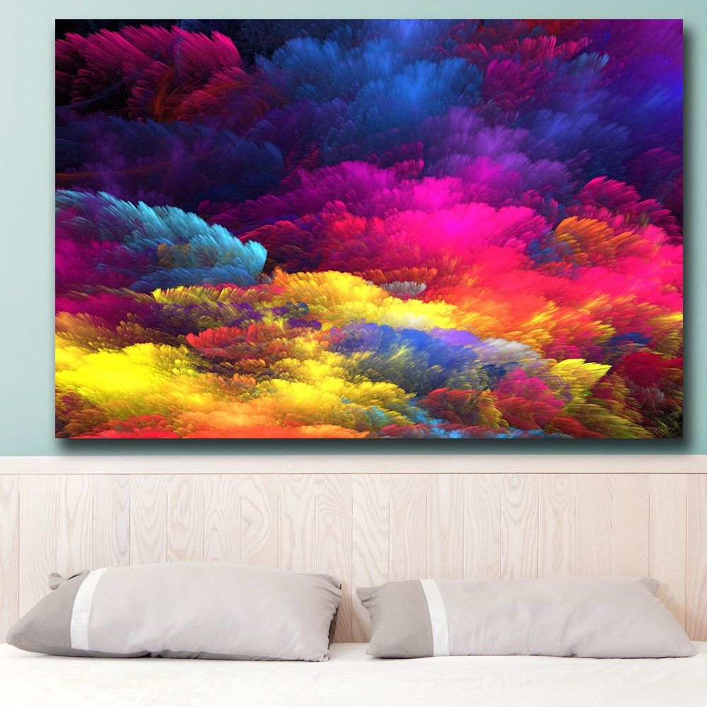 Wxkoil Wall Art Rainbow Colorful Colors Splash Wall Throughout 2017 Rainbow Wall Art (View 17 of 20)