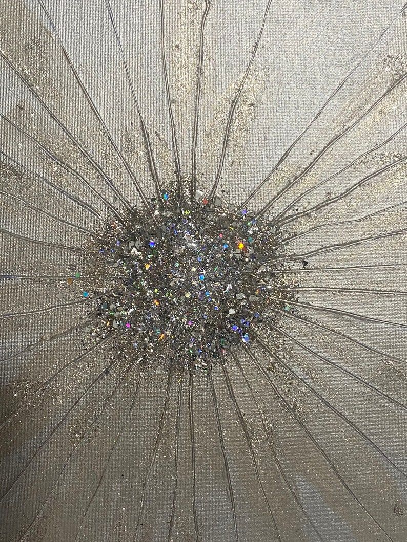 Z Gallerie Inspired Starburst Glitter Wall Art | Etsy Intended For Newest Glitter Wall Art (View 18 of 20)