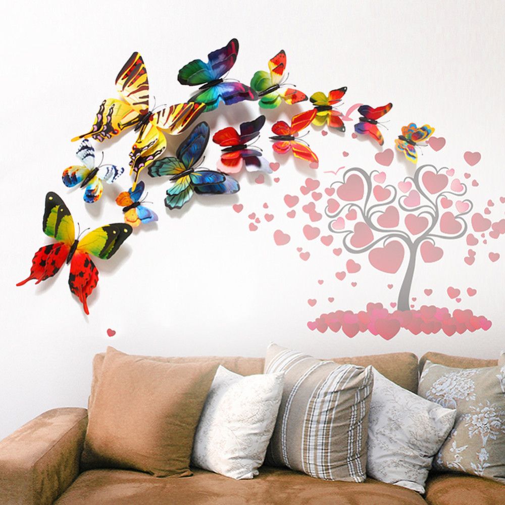 12 Piece Set Assorted Color Innovative Magnet Fridge Stickers Butterfly With Latest 12 Piece Wall Art (Gallery 19 of 20)