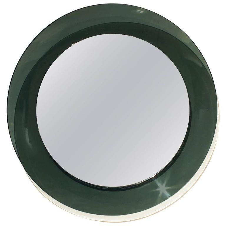 1960´s Round Mirrorcristal Art, Green Gray Rounded Cristal Frame Regarding Recent Round Gray Disc Metal Wall Art (View 10 of 20)