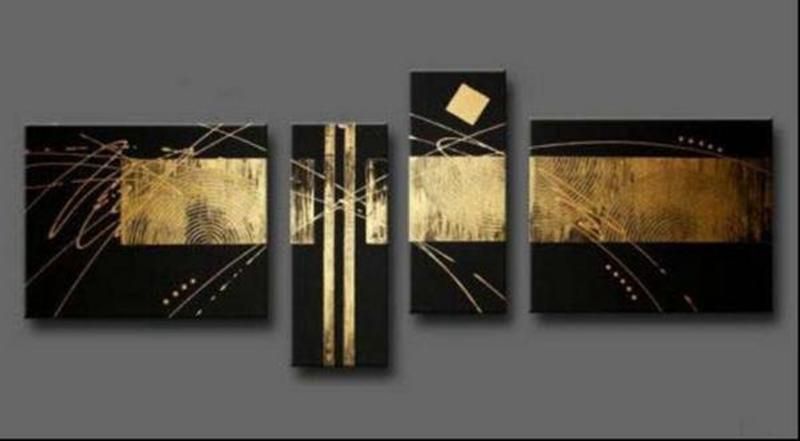 2018 100% Handpainted Black Gold Abstract Oil Painting On Canvas Mural In Most Recent Gold And Black Metal Wall Art (Gallery 19 of 20)