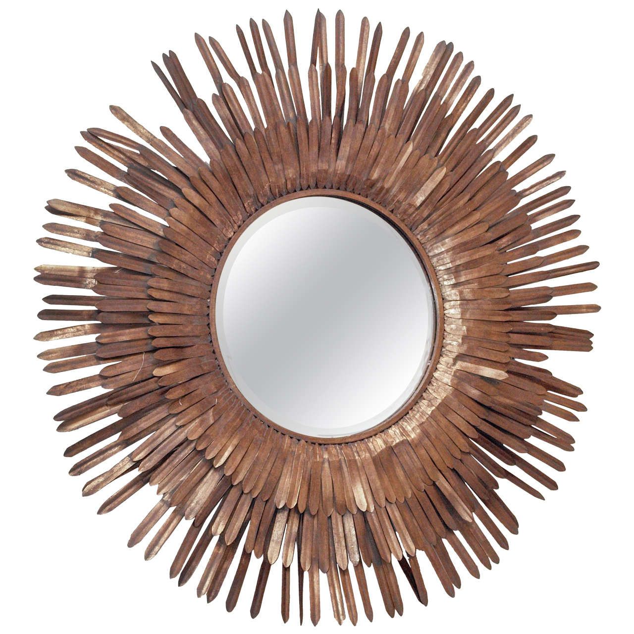 20th Century Italian Sunburst Gilt Metal Beveled Mirror For Sale At 1stdibs Throughout Current Twisted Sunburst Metal Wall Art (View 5 of 20)