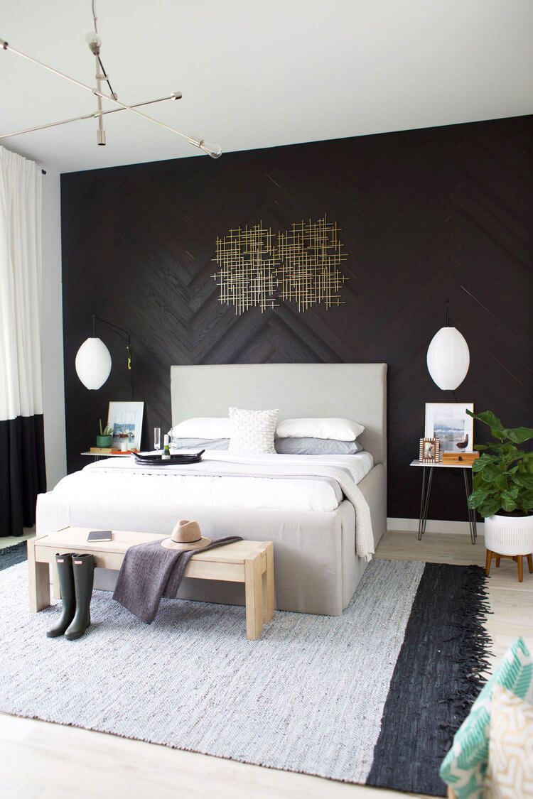 22 Best Black Bedroom Ideas And Designs For 2021 Regarding 2018 Matte Blackwall Art (View 19 of 20)