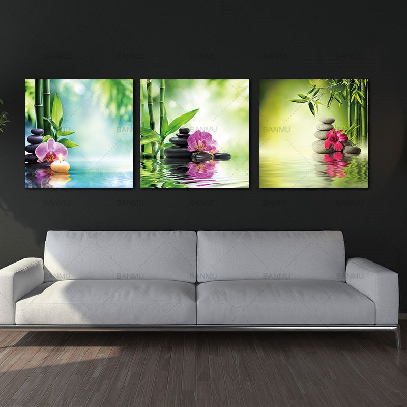 3 Panels Contemporary Zen Stone Landscape Artwork Giclee Canvas Prints With Latest Zen Life Wall Art (View 5 of 20)