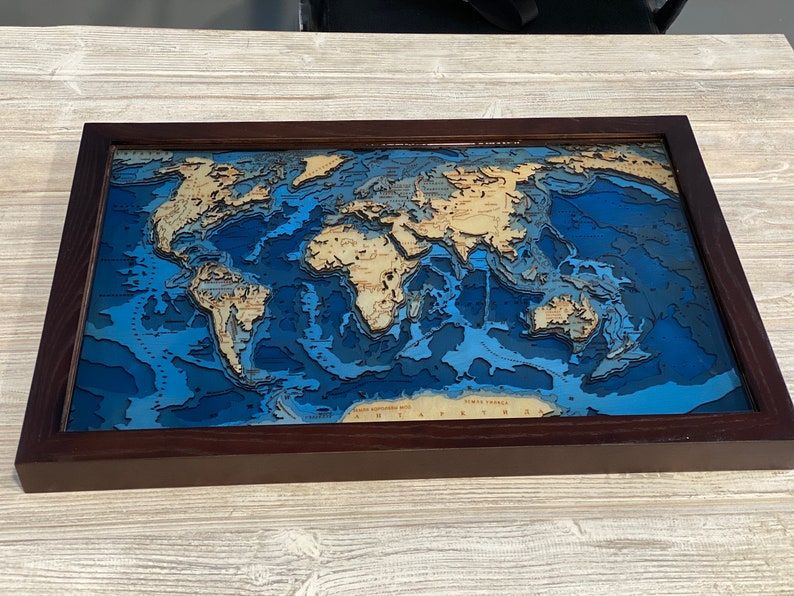 3d World Map Wooden World Map Wall Decor Epoxy Wall Art | Etsy Intended For Current Globe Wall Art (View 12 of 20)