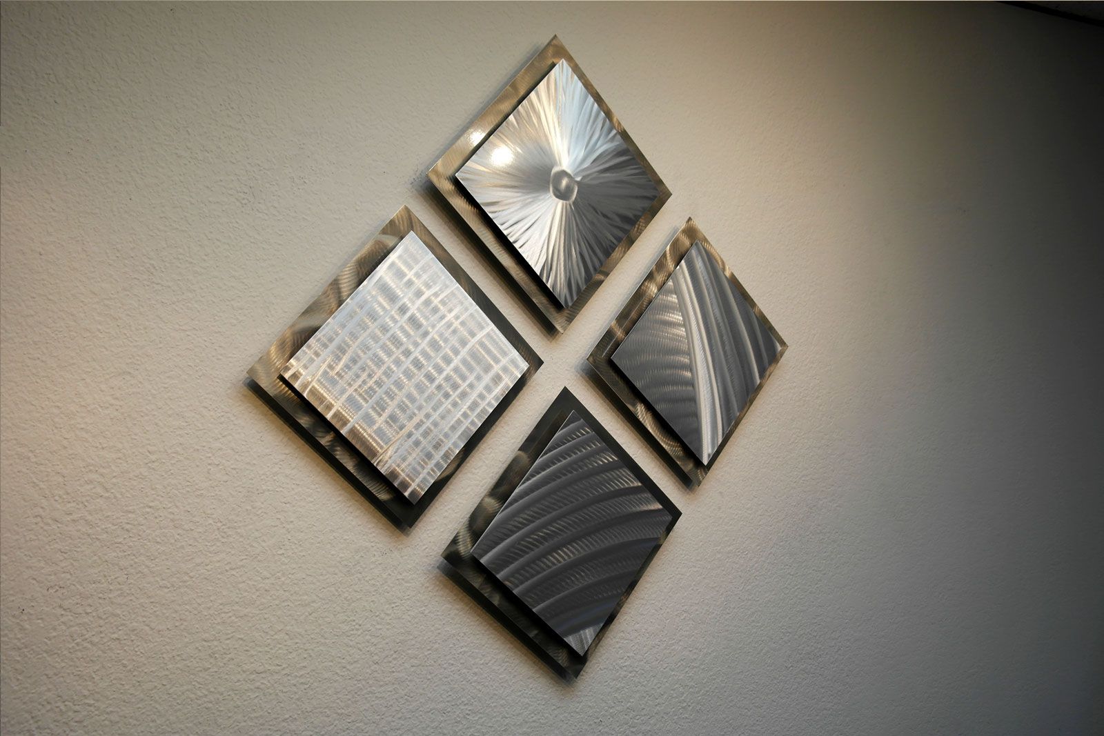 4 Squares  Gold Silver 35 X 35 – Metal Wall Art Abstract Sculpture For Most Recent Modern Metal Gold Wall Art (View 19 of 20)