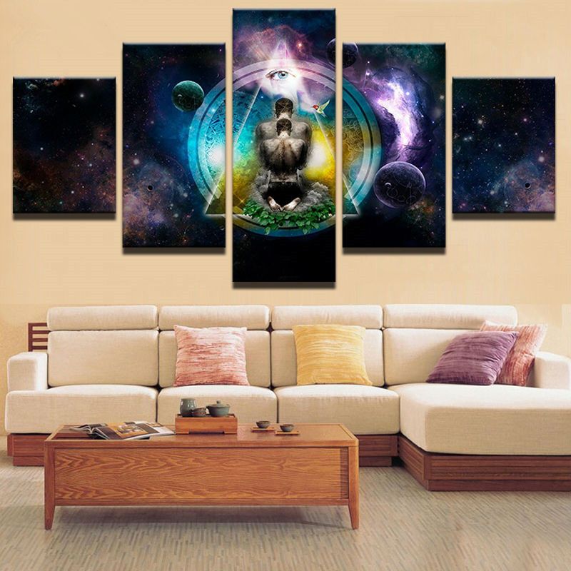 5 Panel Modular Picture The Earth And People Wall Art Home Decorative In 2018 Earth Wall Art (View 3 of 20)