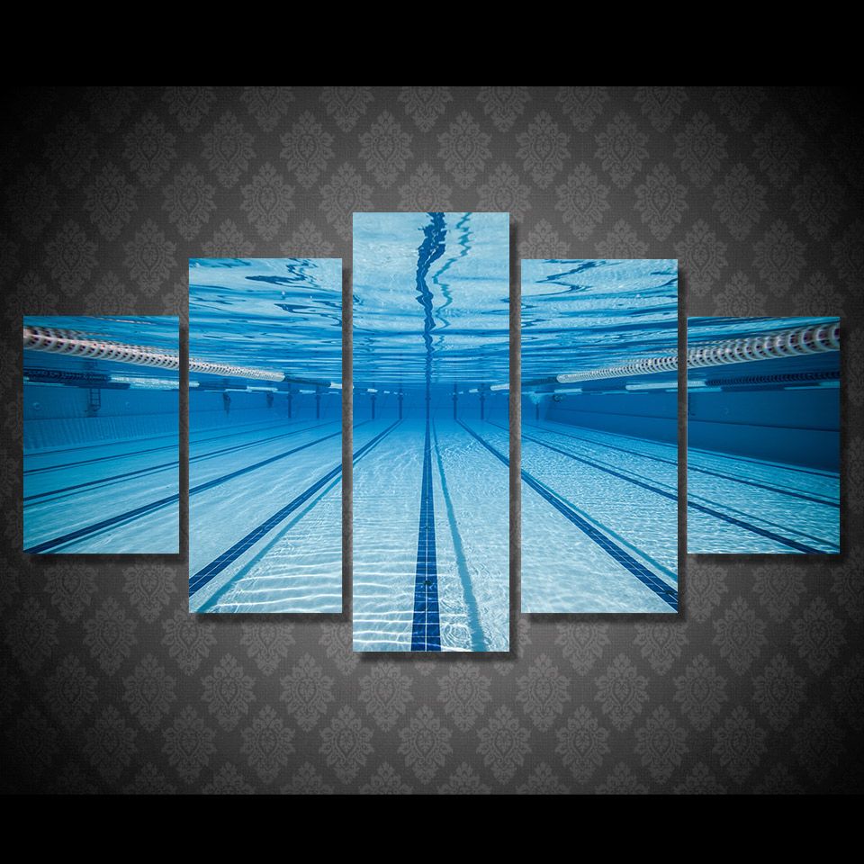 5 Pieces Canvas Prints Swimming Pool Underwater Painting Wall Art Within 2018 Swimming Wall Art (View 19 of 20)