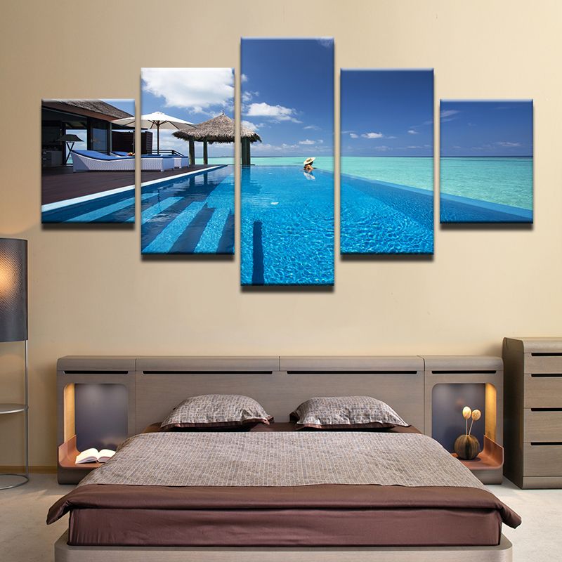 5 Pieces/set Maldives Story Swimming Pool Wall Art For Wall Decor Home In Most Popular Swimming Wall Art (View 9 of 20)