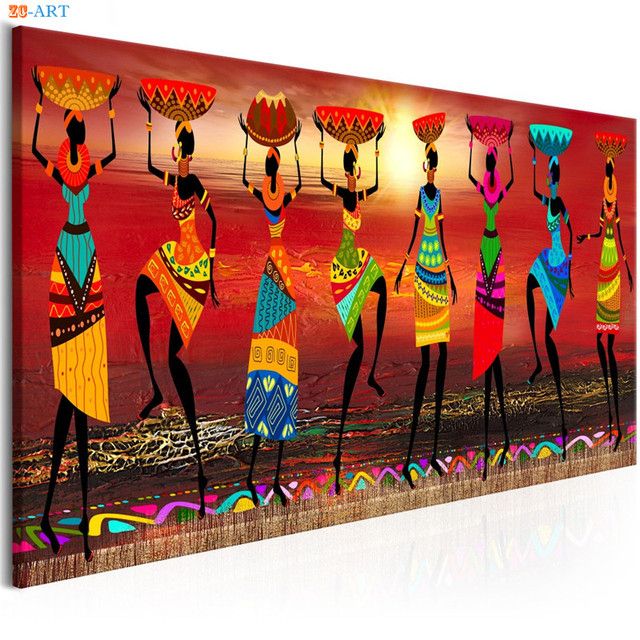 African Women Dancing Print Colored Poster Canvas Painting Tribal Wall Pertaining To Best And Newest Dancers Wall Art (View 11 of 20)