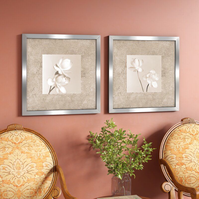 Alcott Hill® 'lotus Duo' 2 Piece Framed Graphic Art Print Set On Glass With Most Recently Released 2 Piece Circle Wall Art (View 3 of 20)