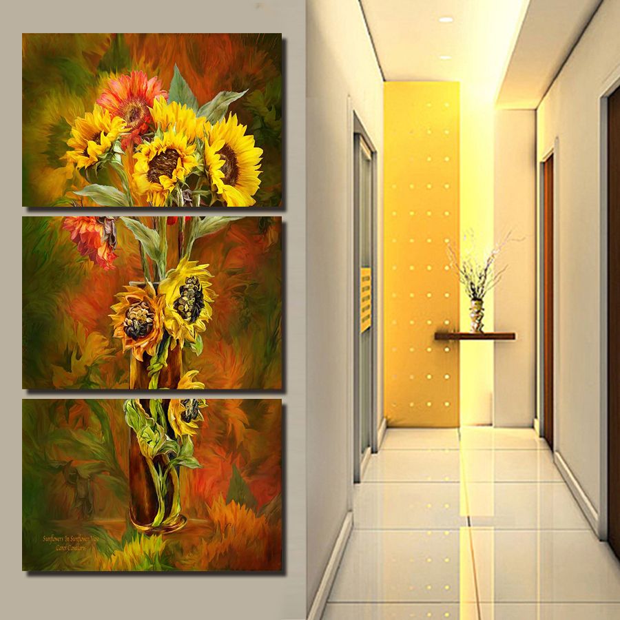 Aliexpress : Buy 2017 Hot Sale 3 Panels Wall Painting Yellow With Best And Newest Yellow Bloom Wall Art (View 4 of 20)