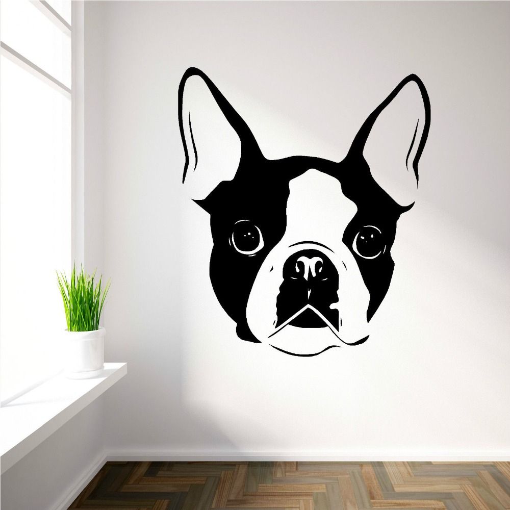 Aliexpress : Buy Movable Cute Boston Terrier Dog Avatar Vinyl Wall In Current Dog Wall Art (View 11 of 20)