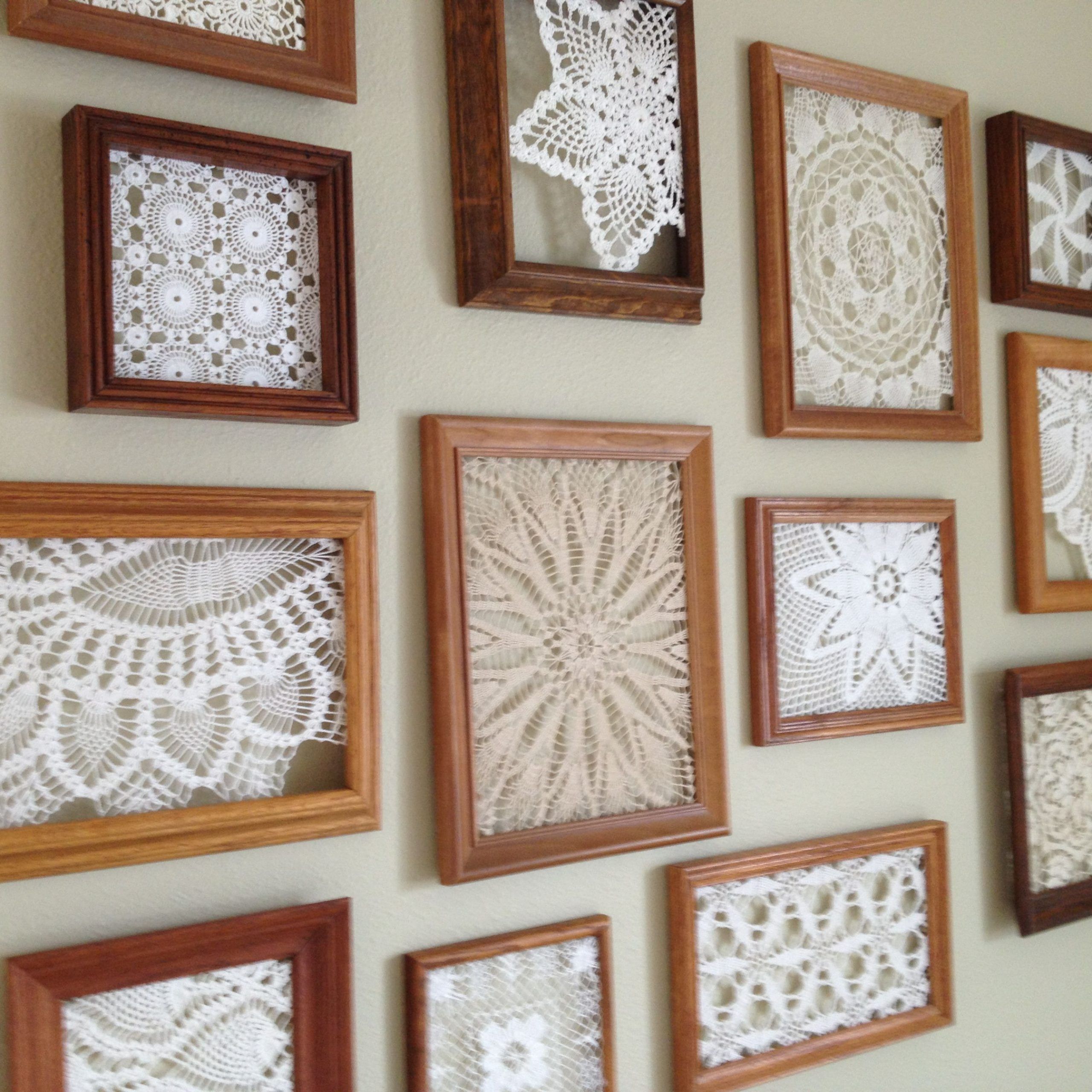 An Inexpensive Way To Fill A Big, Blank Wall – Thrifted Frames With Pertaining To Newest Lace Wall Art (View 3 of 20)