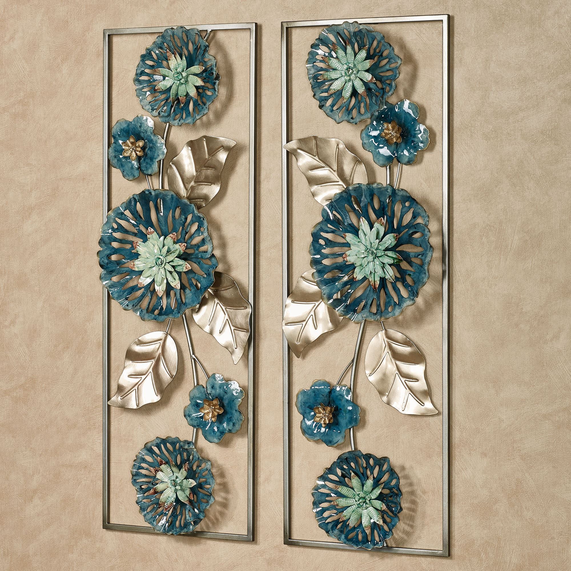 Anabelle Dark Blue Floral Metal Wall Art Set Inside Most Current Crestview Bloom Wall Art (View 5 of 20)