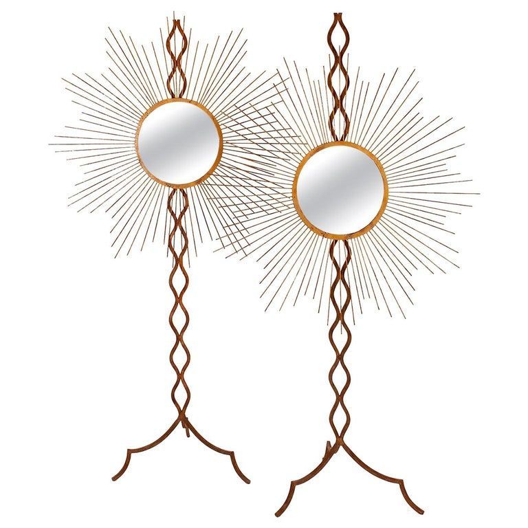 Art Deco Made Of Brass Pair Of French Mirrors In 2020 | Mirror, French Inside 2018 Twisted Sunburst Metal Wall Art (View 3 of 20)