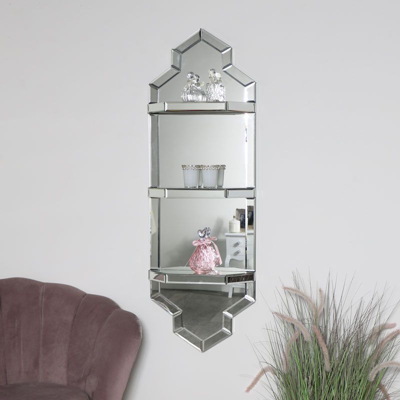 Art Deco Mirrored Wall Shelf Unit With Regard To Most Up To Date Wall Art With Shelves (View 18 of 20)