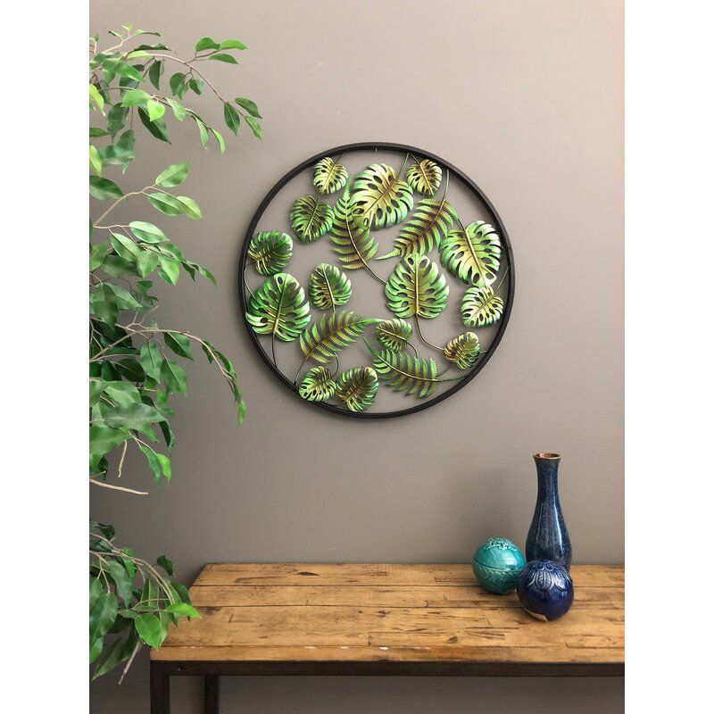 Bay Isle Home Metal Circle 3 Dimensional Palm Leaves Tropical Wall With Latest Pierced Metal Leaf Wall Art (View 6 of 20)