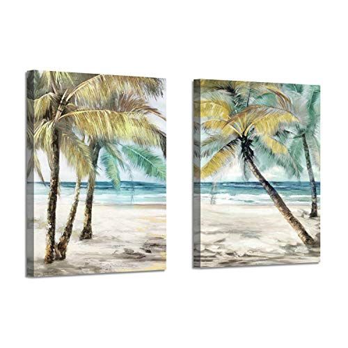 Beach Palm Trees Wall Art: Abstract Coastal Seascape Artwork Print On With Regard To Most Current Palms Wall Art (View 20 of 20)