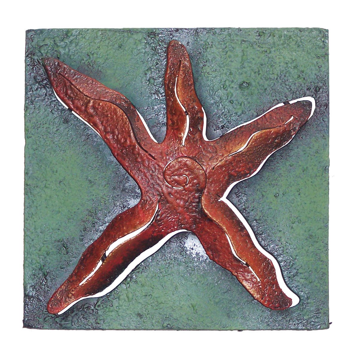 Beach Wall Art: Mini Square Red Orange Starfish Metal Wall Art With Most Recently Released Starfish Wall Art (View 18 of 20)