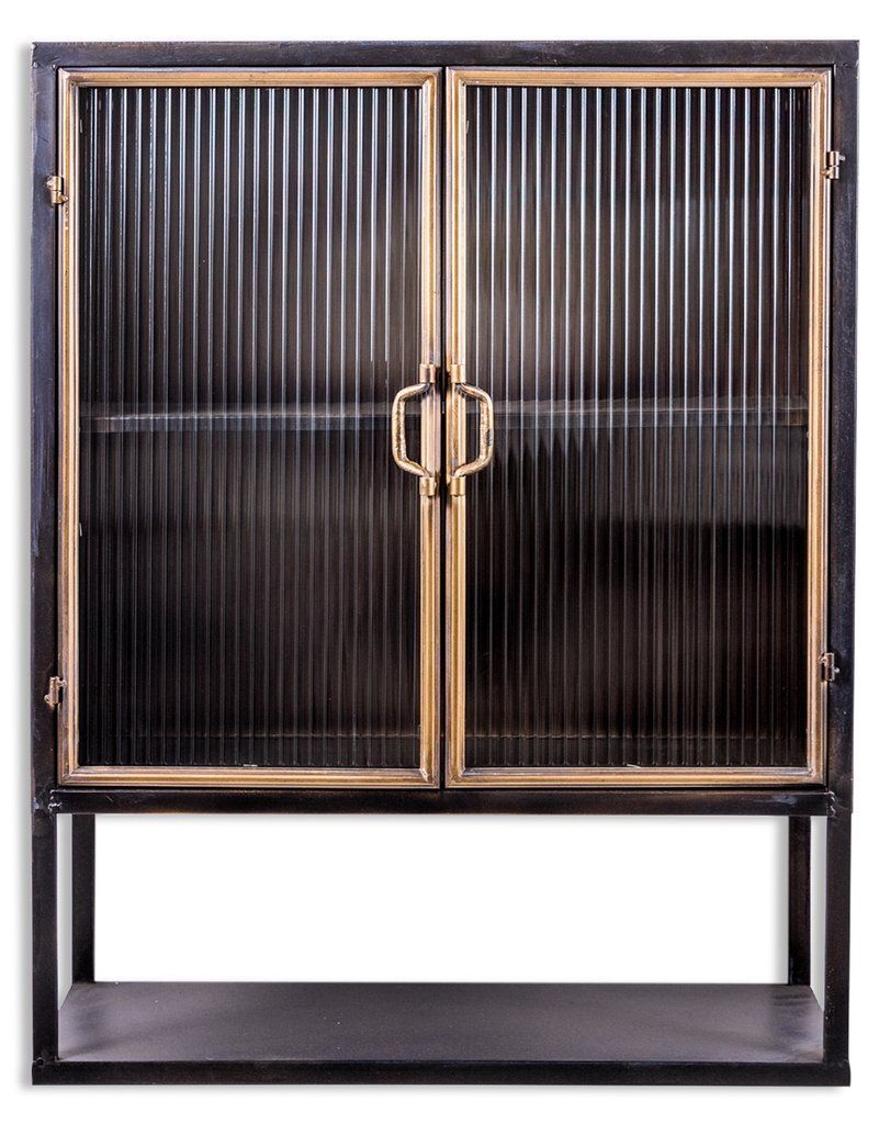 Black And Distressed Gold Square Metal Wall Cabinet With Ribbed Glass With Regard To Most Recent Square Black Metal Wall Art (View 17 of 20)