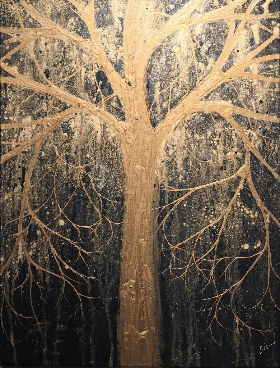 Black And Gold Tree (reserved) | Metal Tree Wall Art, Gold Abstract With Newest Black Antique Silver Metal Wall Art (Gallery 19 of 20)