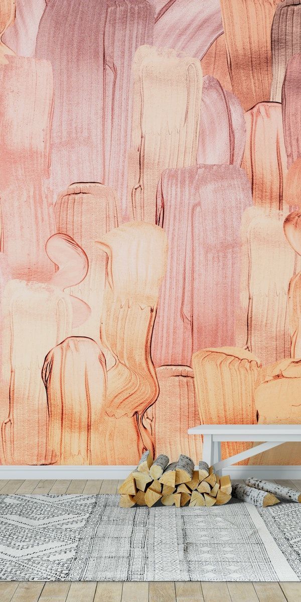 Blush Copper Metal Strokes Wallpaper | Wall Painting, Textured Feature With Most Recently Released Brushstrokes Metal Wall Art (View 3 of 20)