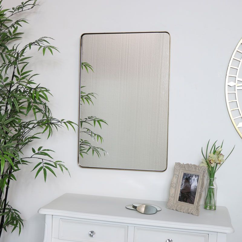 Brushed Gold Thin Framed Wall Mirror 50cm X 75cm Regarding Latest Brushed Gold Wall Art (View 20 of 20)