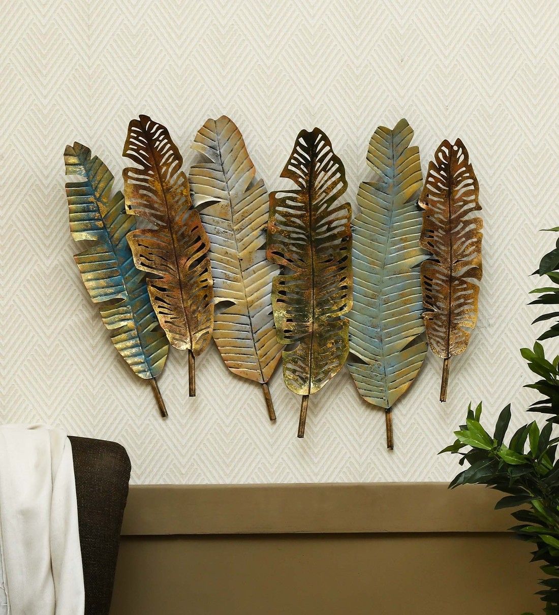 Buy Gold Metal Antique Leaf  Wall Artmalik Design Online – Floral Within Most Current Pierced Metal Leaf Wall Art (View 7 of 20)