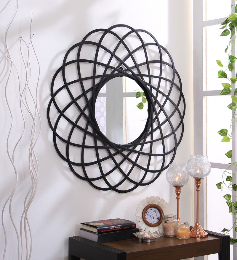 Buy Metal Wall Mirror In Black Colorhosley Online – Round Mirrors For Recent Metal Mirror Wall Art (View 16 of 20)