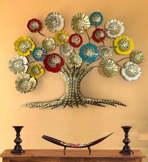 Buy Multi Color Antique Design Metal Tree Wall Art Online At Best Price Pertaining To Recent Multi Color Metal Wall Art (View 9 of 20)