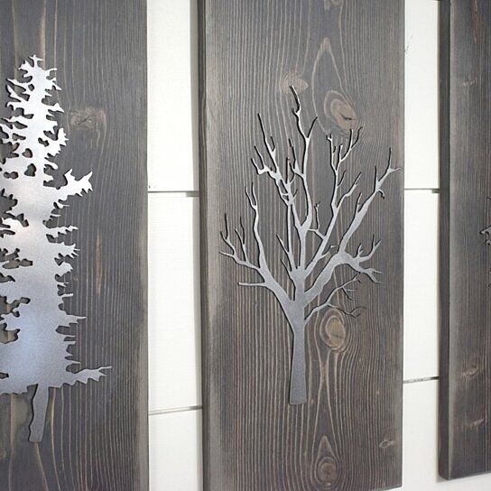 Buy Tree Plaque, Set Of 3, Metal Wall Art, Rustic Home Decor, Family Regarding Best And Newest Wooden Blocks Metal Wall Art (View 5 of 20)