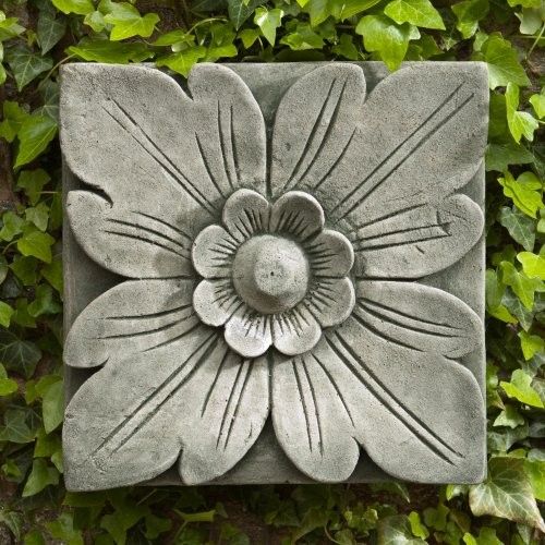 Campania International Square Flower Cast Stone Outdoor Wall Art Plaque Regarding Latest Stones Wall Art (View 7 of 20)