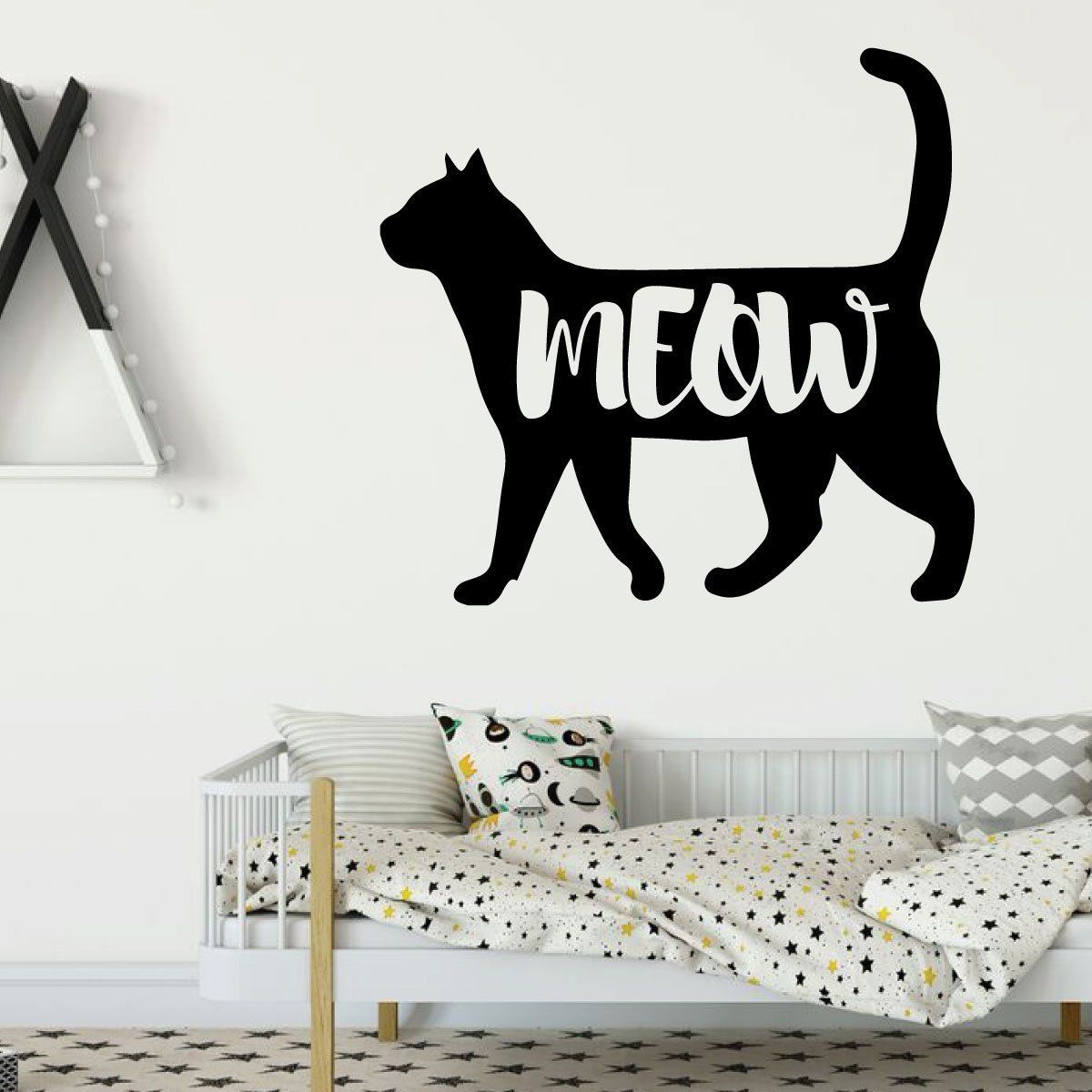 Cat Silhouette Wall Decal Vinyl Decor Wall Decal – Customvinyldecor For Most Up To Date Silhouette Wall Art (View 17 of 20)