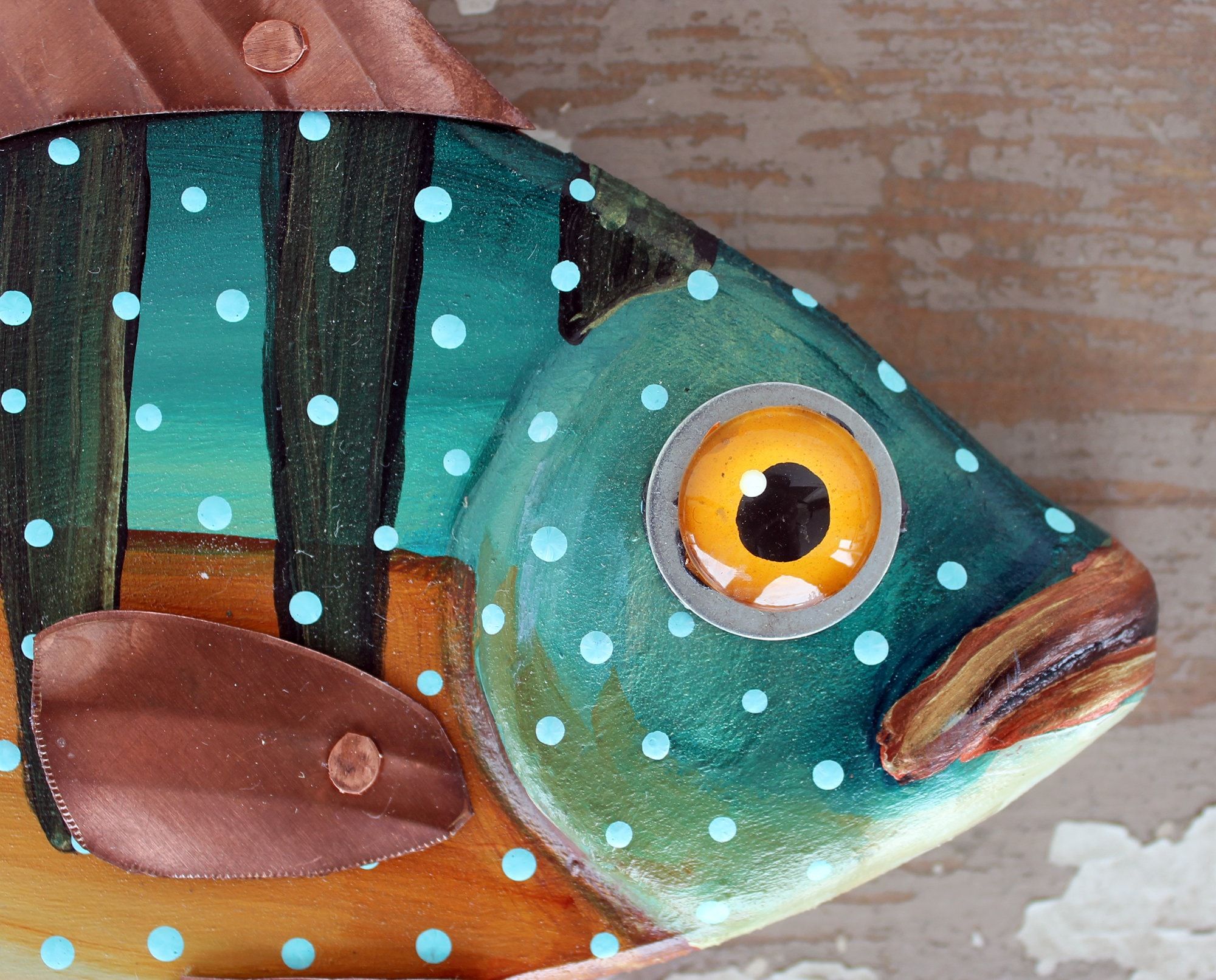 Cece 10, Sunfish Minnow, Happy Hand Painted Wood Fish Wall Art,copper Within Most Recent Fish Wall Art (View 7 of 20)
