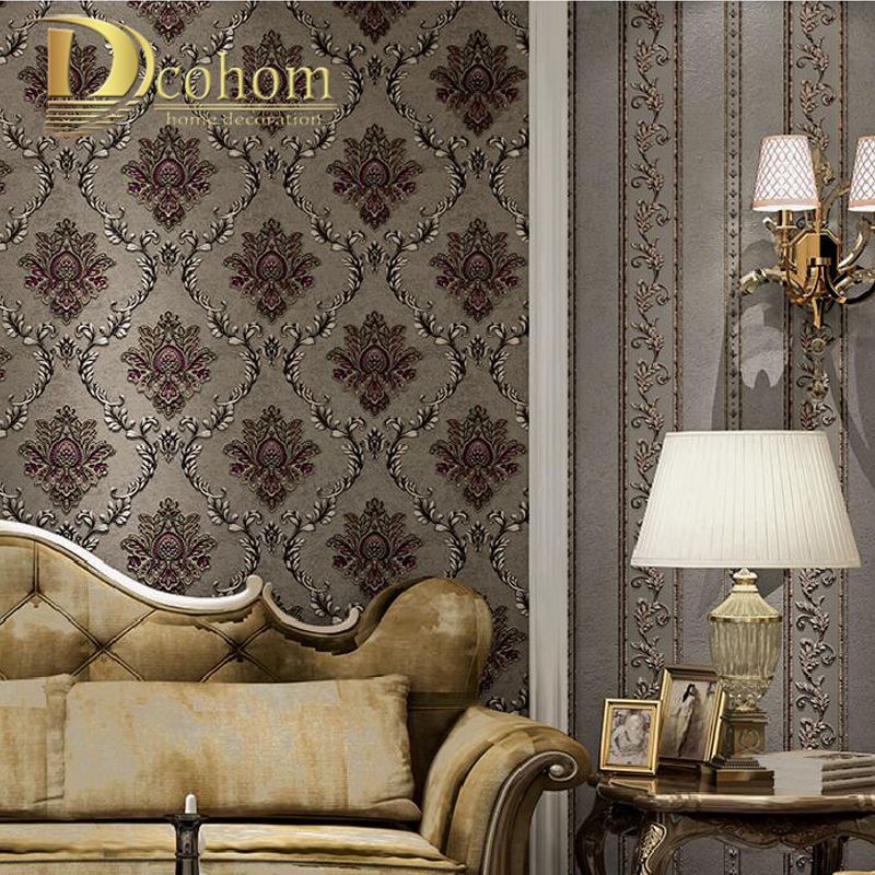 Classic European Damask Wallpaper For Walls Luxury Elegant 3d Stereo Regarding Most Current Damask Wall Art (View 4 of 20)