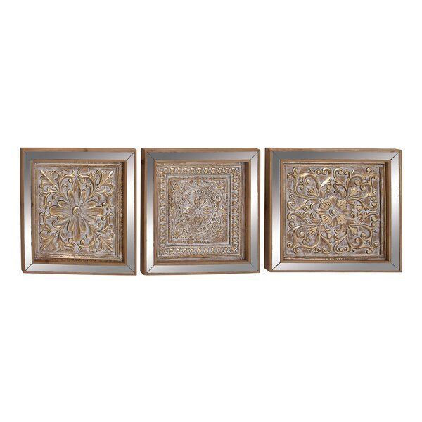 Cole & Grey 3 Piece Metal Mirror Plaque Wall Décor Set & Reviews Within Most Recent 3 Piece Metal Wall Art Set (View 20 of 20)