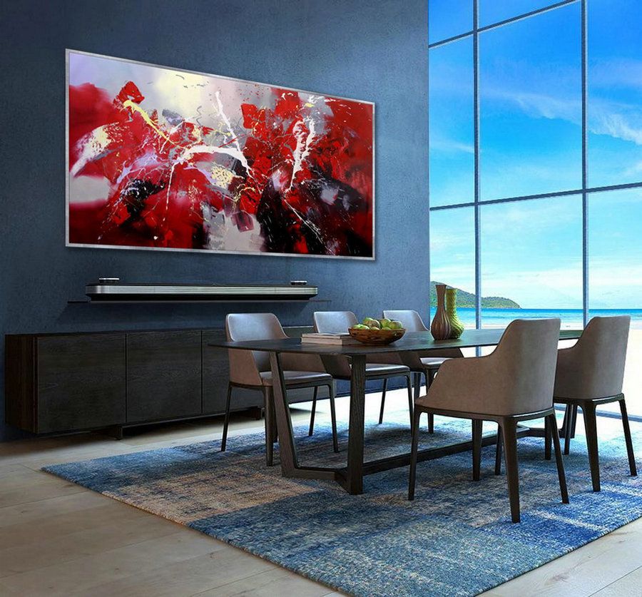 Contemporary Panoramic Palette Knife Painting Extra Large Abstract Throughout Current Matte Blackwall Art (View 8 of 20)
