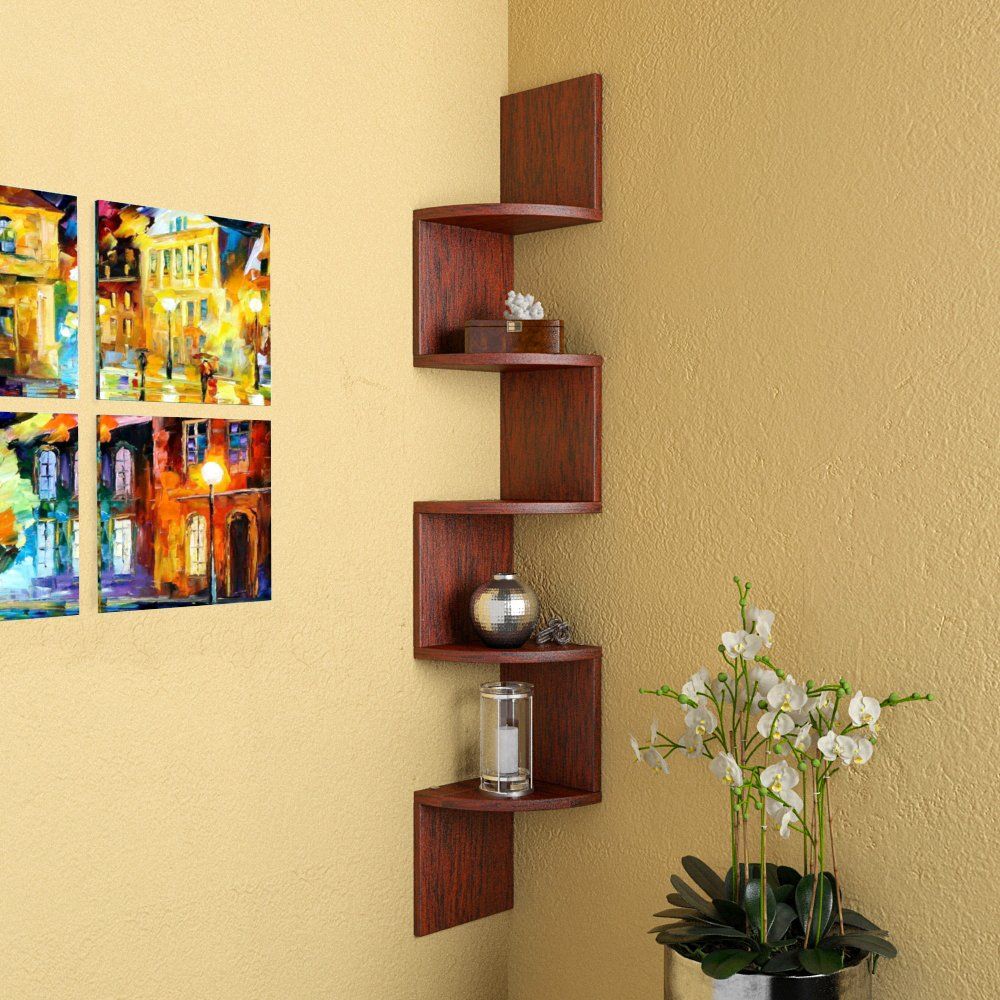 Corner Wall Mount Shelf  Decor Nation | Shape – Zigzag Pertaining To Latest Wall Art With Shelves (View 5 of 20)