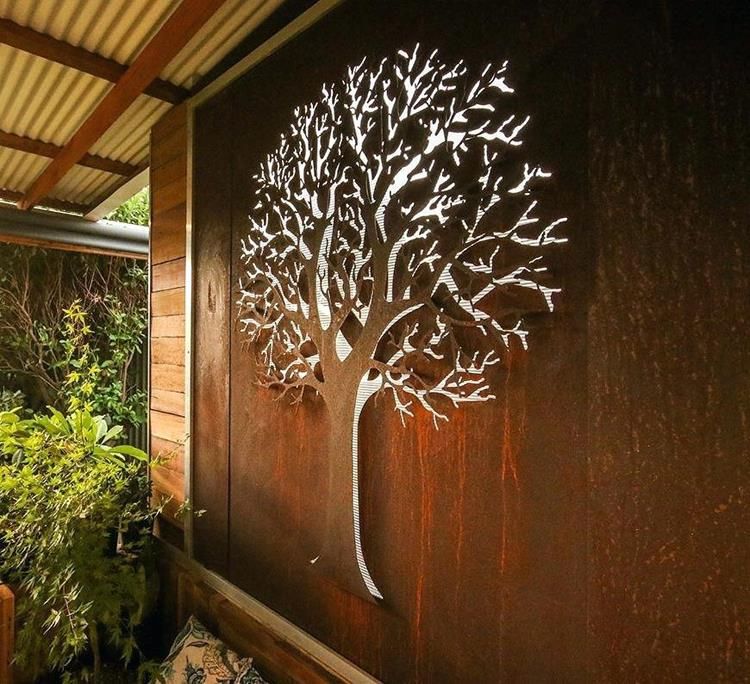 Corten Steel Laser Cut Tree Rustic Metal Wall Art Decor Suppliers And With Regard To Most Recent Looping Metal Wall Art (View 7 of 20)