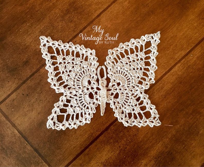 Crochet Butterfly Doily Butterfly Wall Art Lace Doily | Etsy Within 2018 Lace Wall Art (View 9 of 20)